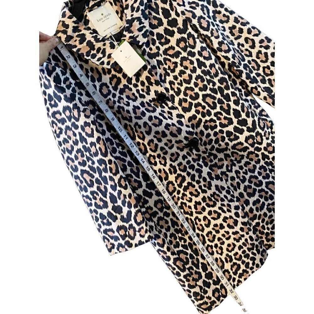 kate spade leopard print top coat Sz 2 animal cotton silk day disco franny - Picture 12 of 17